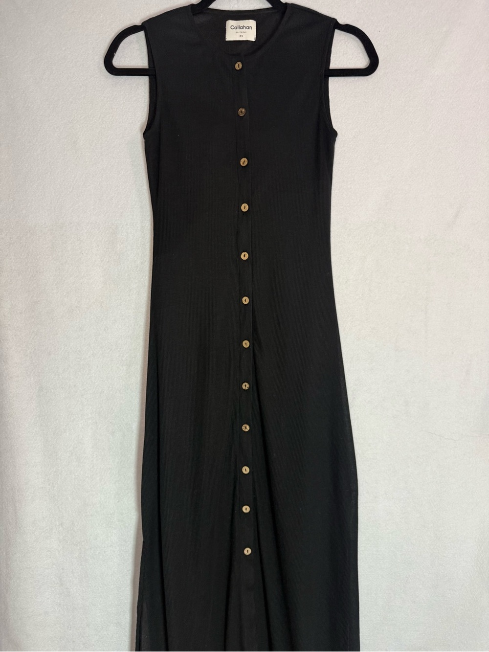 Callahan Black Sleeveless Button-Front Maxi Dress 100% Cotton